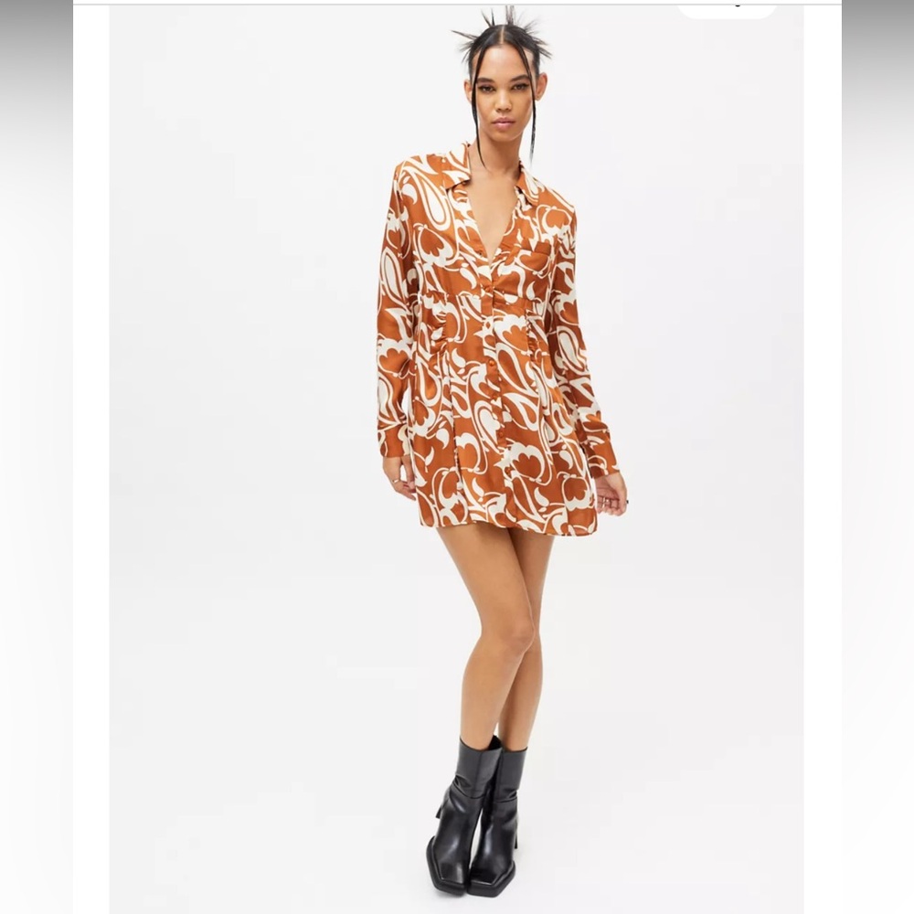 Urban Outfitters Renee Printed Button-Down Shirt Dress
